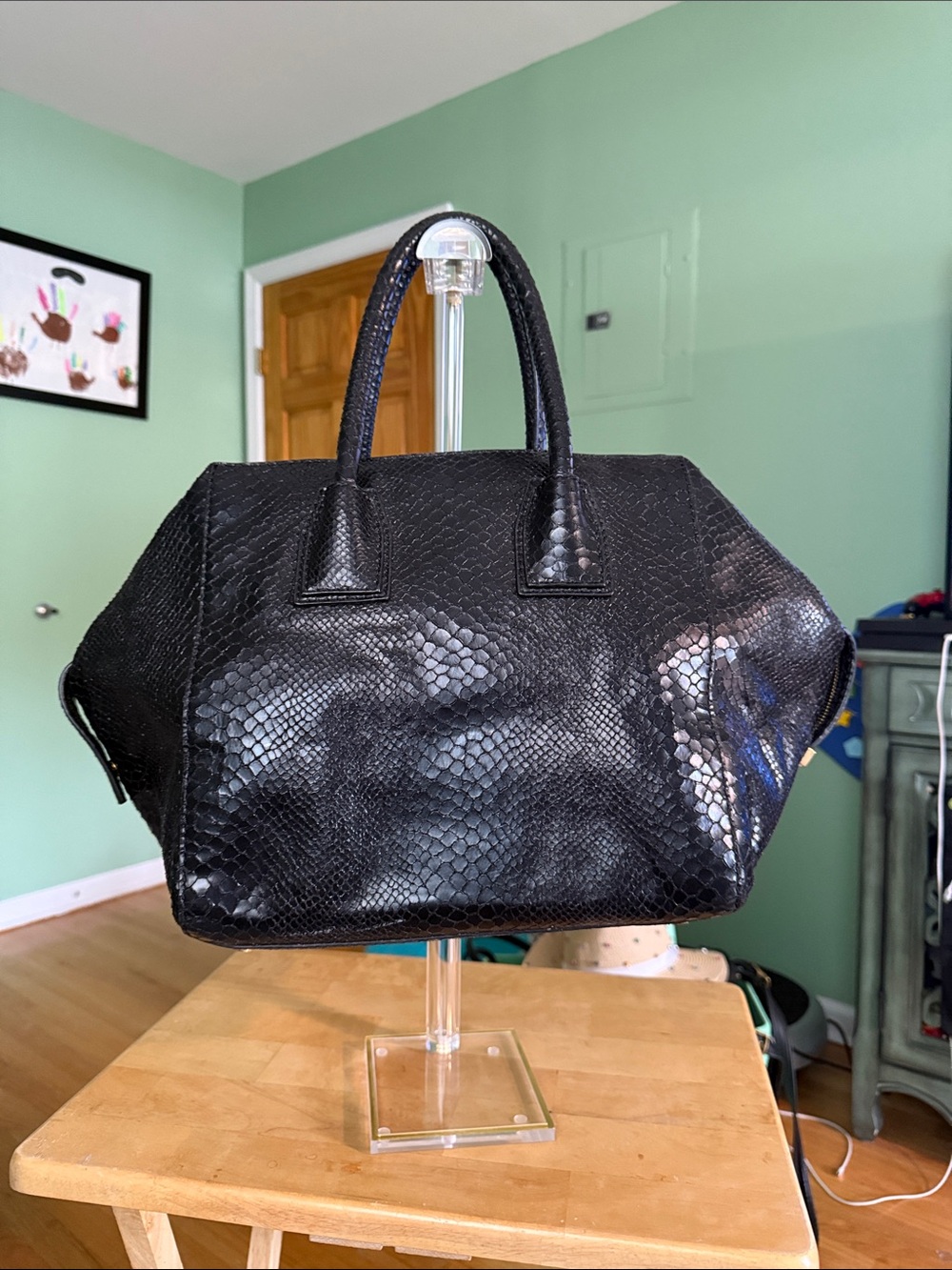 Stella McCartney Black Faux-Snake Satchel
